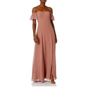 New Jenny Yoo Collection Elsie Prom Bridesmaid Chiffon Maxi Dress Clay size 12